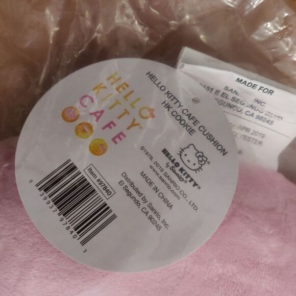 Hello Kitty Cafe Throw Pillow Sanrio Sugar Cookie Face Metallic Gold Pink NEW - Picture 8 of 8